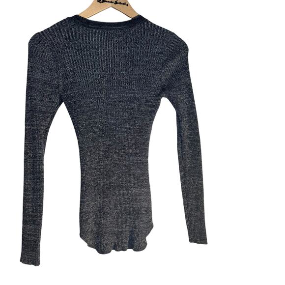 Womens Rue 21 Heather Gray Long Lace Up Ribbed Henley Top Shirt Large - Picture 2 of 8